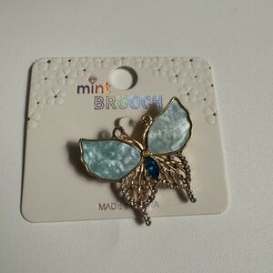 NWT MINT butterfly brooch blue/gold